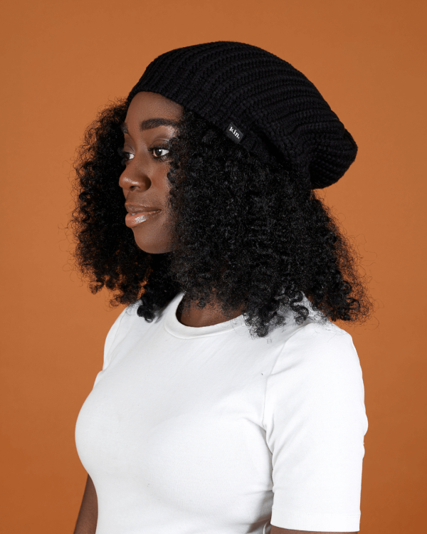 Black Slouch Satin Lined Beanie For Cheap