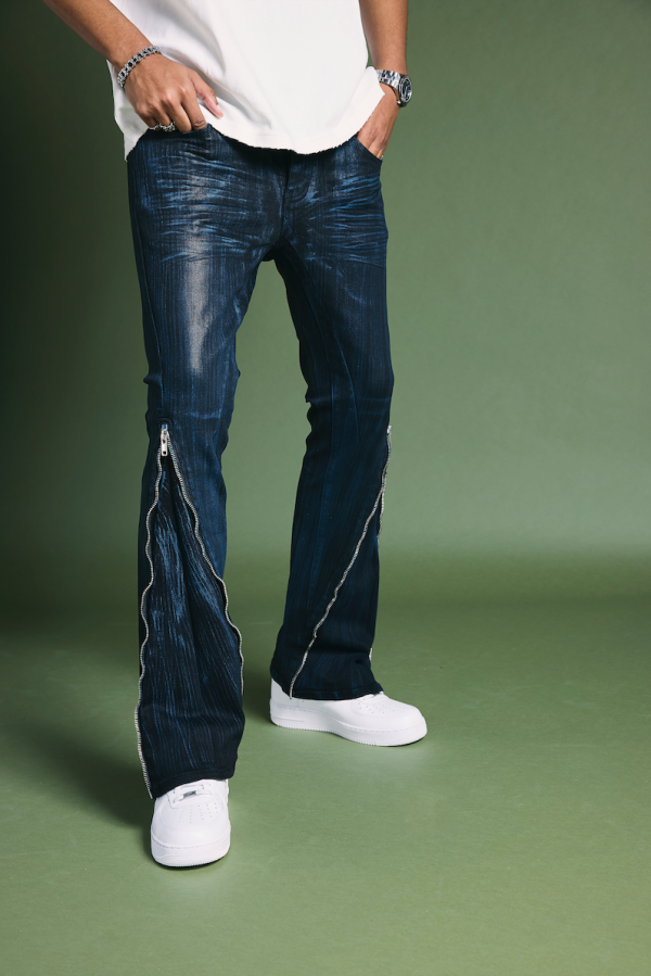 RUNNER  BLACK BLUE WAXED SKINNY JEAN For Cheap