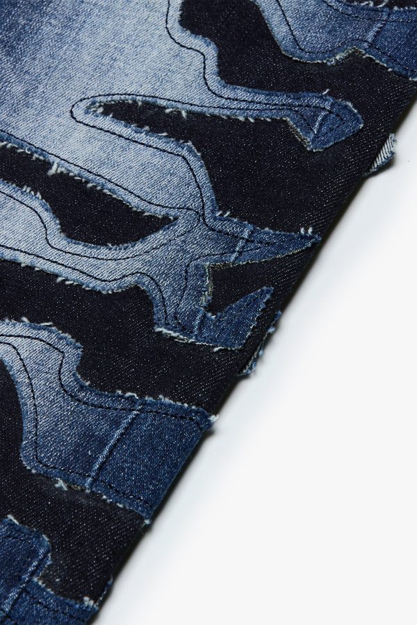 ABYSS  BLACK X BLUE WASH STACKED FLARE DENIM Sale - Image 2