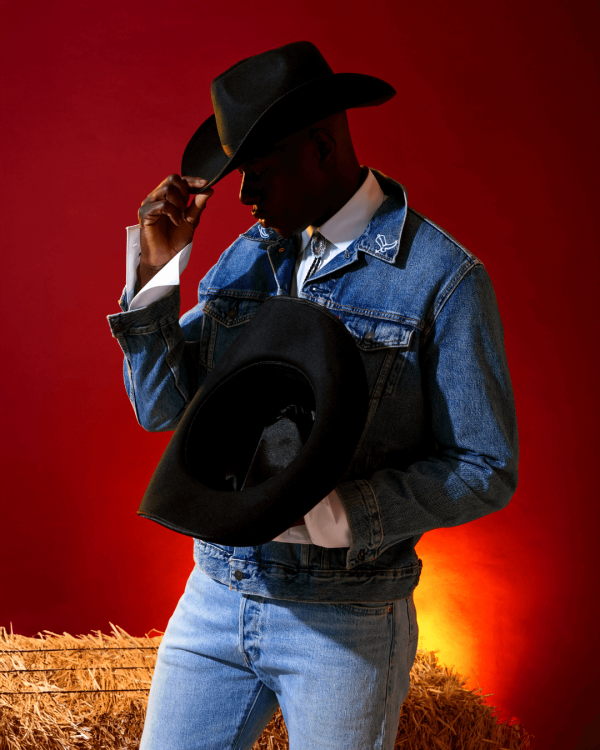 Black Satin Lined Cowboy Hat For Sale