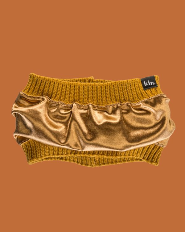 Mustard Yellow Satin Lined Puff Beanie For Discount - Image 3
