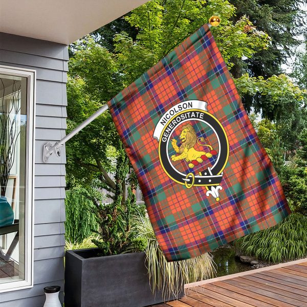 Nicolson Ancient Old Tartan Crest Garden Flag Online - Image 3